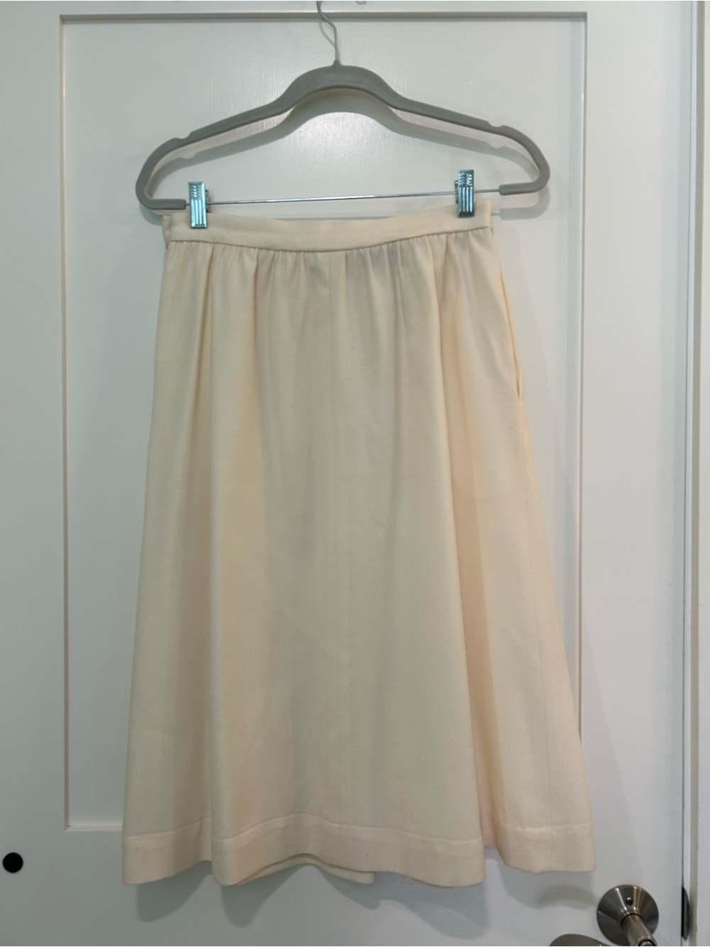 Vintage JH Collectibles 100% Wool Cream Pleated Midi Skirt Womenβs Size 12